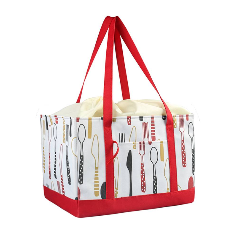 Large Insulated Shopping Tote Foldable Oxford Thermal Bag With Drawstring Closure 20L Capacity Perfect For Groceries Picnics Beach Trips_voghion.com