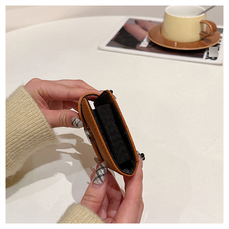 Women’s Bags New Leather Litchi Pattern Short Card Bag Simple Small Fresh Two Fold Ladies Small Wallet With Multiple Compartments_voghion.com