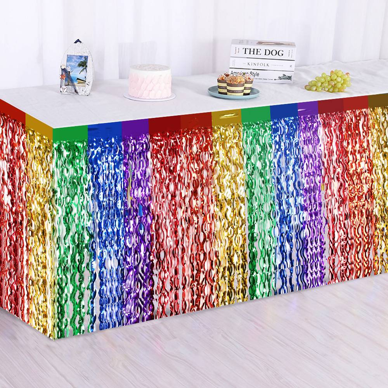 Scimitar Macaron Glow-in-the-Dark Rain Curtain Table Skirt – Fluorescent Tassel Party Decor For Birthday, Wedding, Themed Events_voghion.com