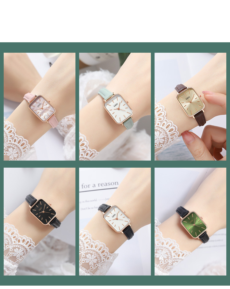 Einfache Damenuhr Quadratische Quarzuhr Damen High-End-Gürteluhr_voghion.com