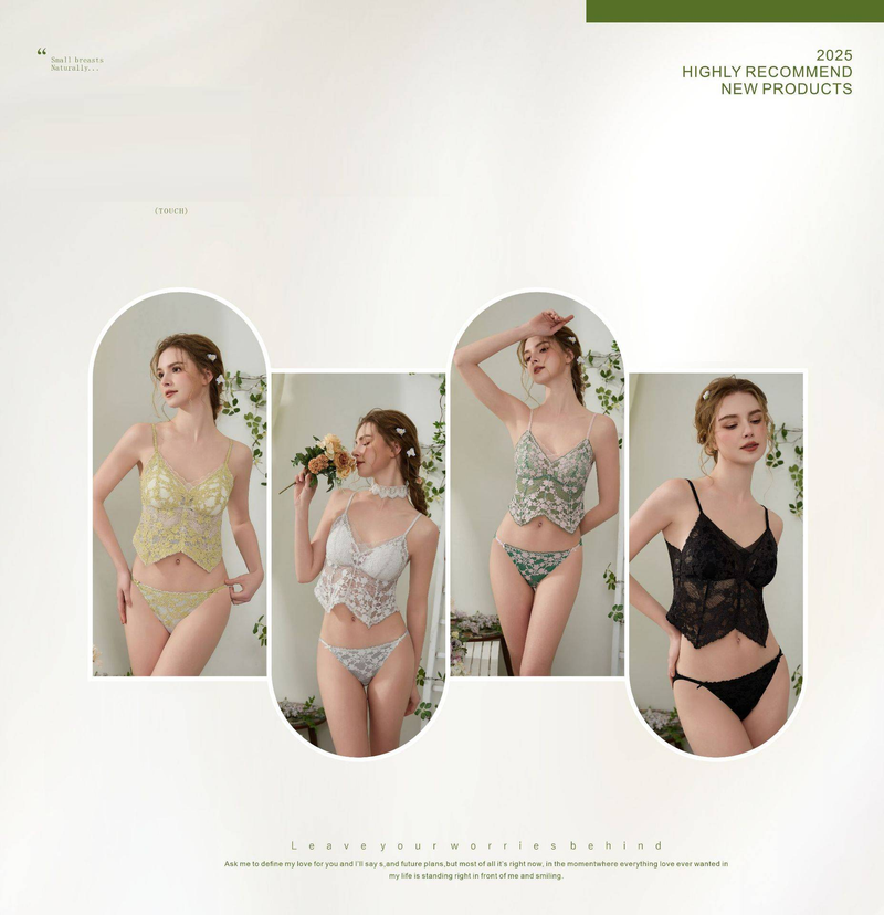 French Style Pure Floral Lace Fine Strap Triangular Cup Beautiful Back Underwear Set Summer Invisible Back Button Bra Thin_voghion.com