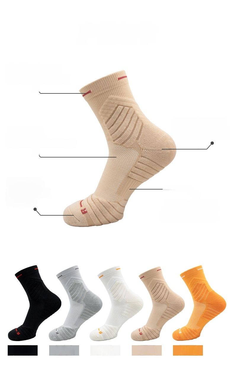 Elite basketbalsokken, praktische sportsokken voor heren, ademende sokken van mesh tot halverwege de kuit, verdikte hardloopsokken met handdoekbodem_voghion.com