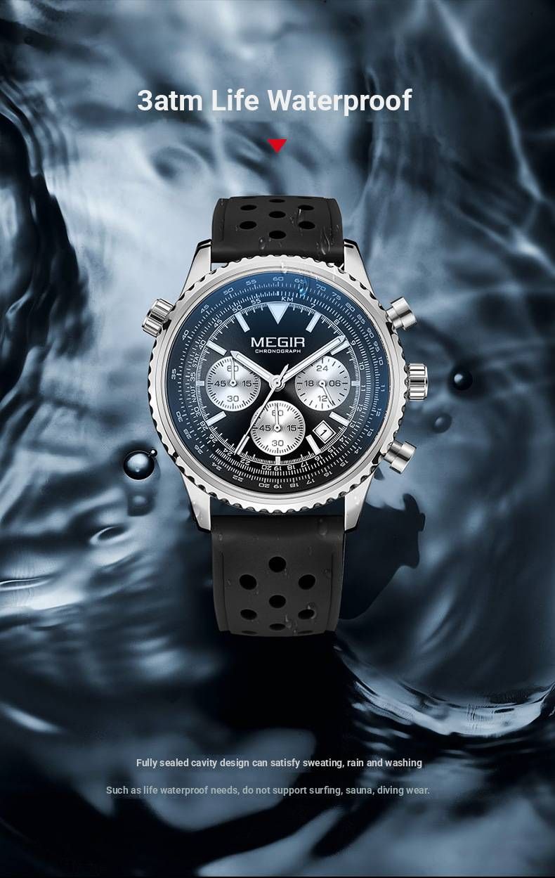 Ultraflache Business-Chronographenuhr für Herren – 43 mm Silikonarmband, wasserdicht, mit Datumsanzeige und Leuchtzeigern (Optionen: Schwarz/Weiß/Gold/Roségold)_voghion.com