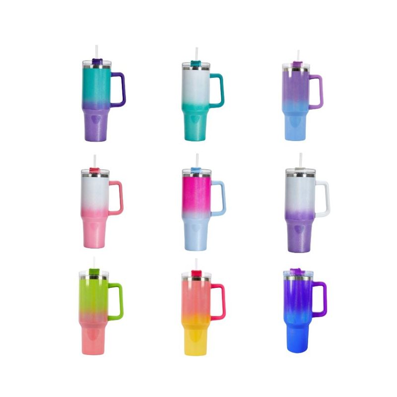 rainbow paint 40oz car cup large capacity 304 stainless steel insulation cup two-color gradient car ice cup_voghion.com
