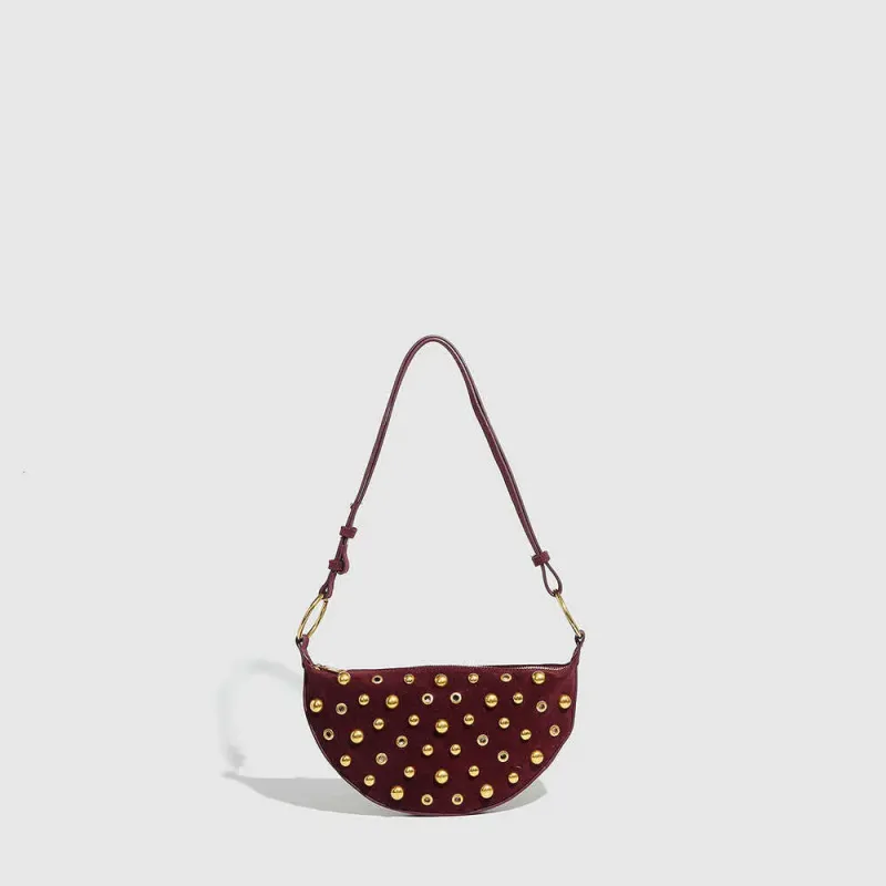 Eyelet Rivet Heavy Craft Polka Dot Crossbody Punk Style Shoulder Metallic Women's Bag_voghion.com