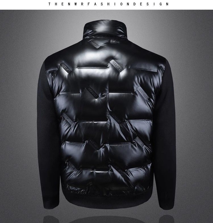 Herrenbekleidung Herren-Winterpufferjacke mit Stehkragen, kurzer silberner reflektierender Mantel für Jugendliche und Erwachsene, leichte warme Oberbekleidung_voghion.com