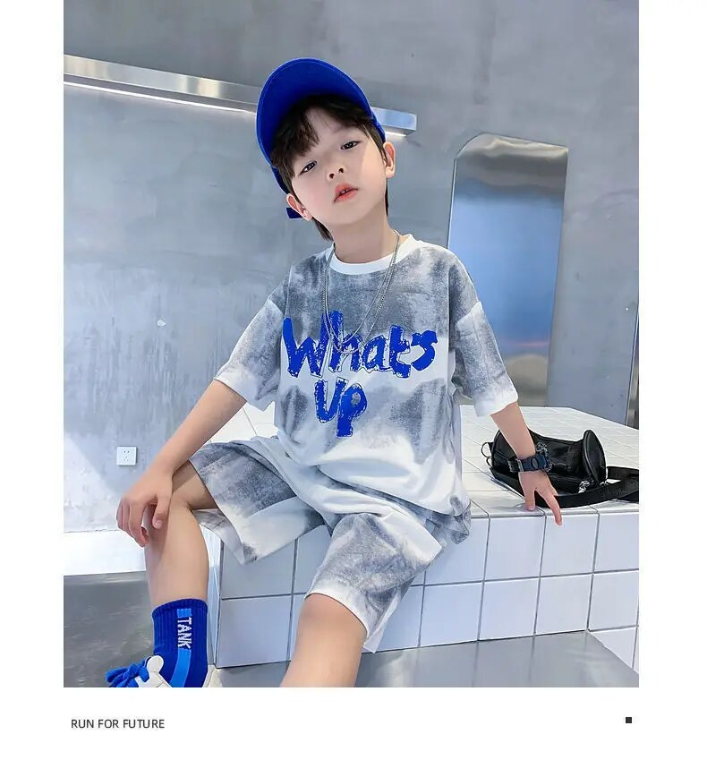 2024 New Boy Summer Quick dry Suit Bambini Streetwear che succede Tshirt a maniche corte + pantaloncini Set sportivo in due pezzi sciolto_voghion.com