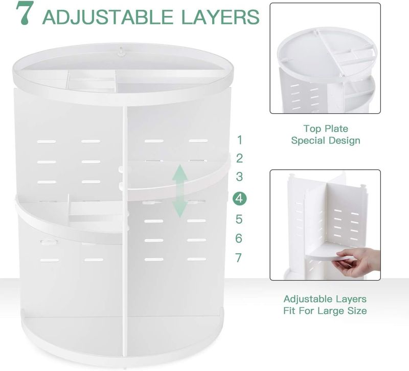 Seinlife 360 Grad DIY verstellbare drehbare Halterung, faltbare Aufbewahrungsbox, Make-up-Ständer mit großer Kapazität, geeignet für_voghion.com