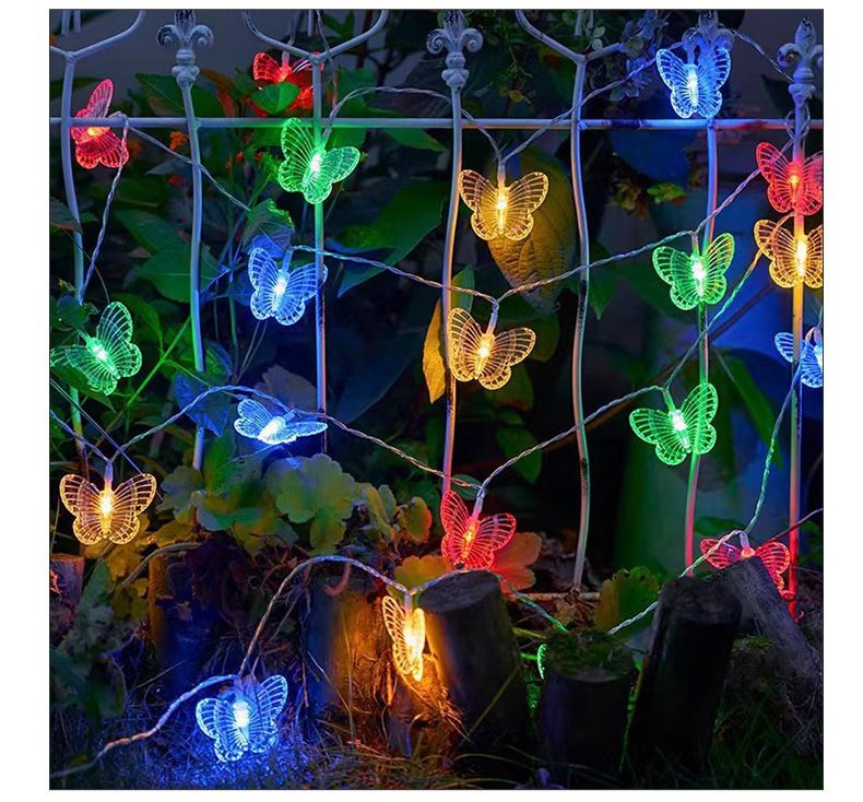 Cordão de luzes LED em formato de borboleta - Luzes de fada à prova d'água IP42 para ambientes internos, ideais para decoração de quartos, barracas e quartos infantis (branco quente/mudança de cor)_voghion.com