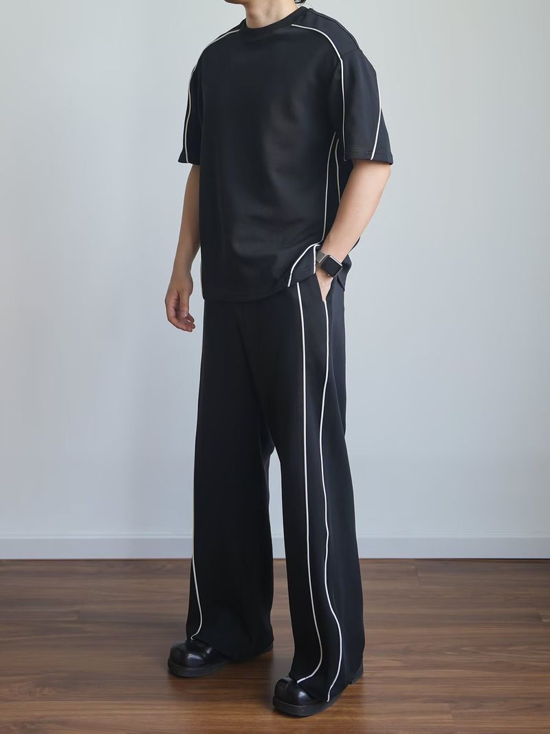 Men's Clothing Casual Suit Short Sleeved Trousers Mopping Pants Loose And Handsome Sports Complete Set_voghion.com