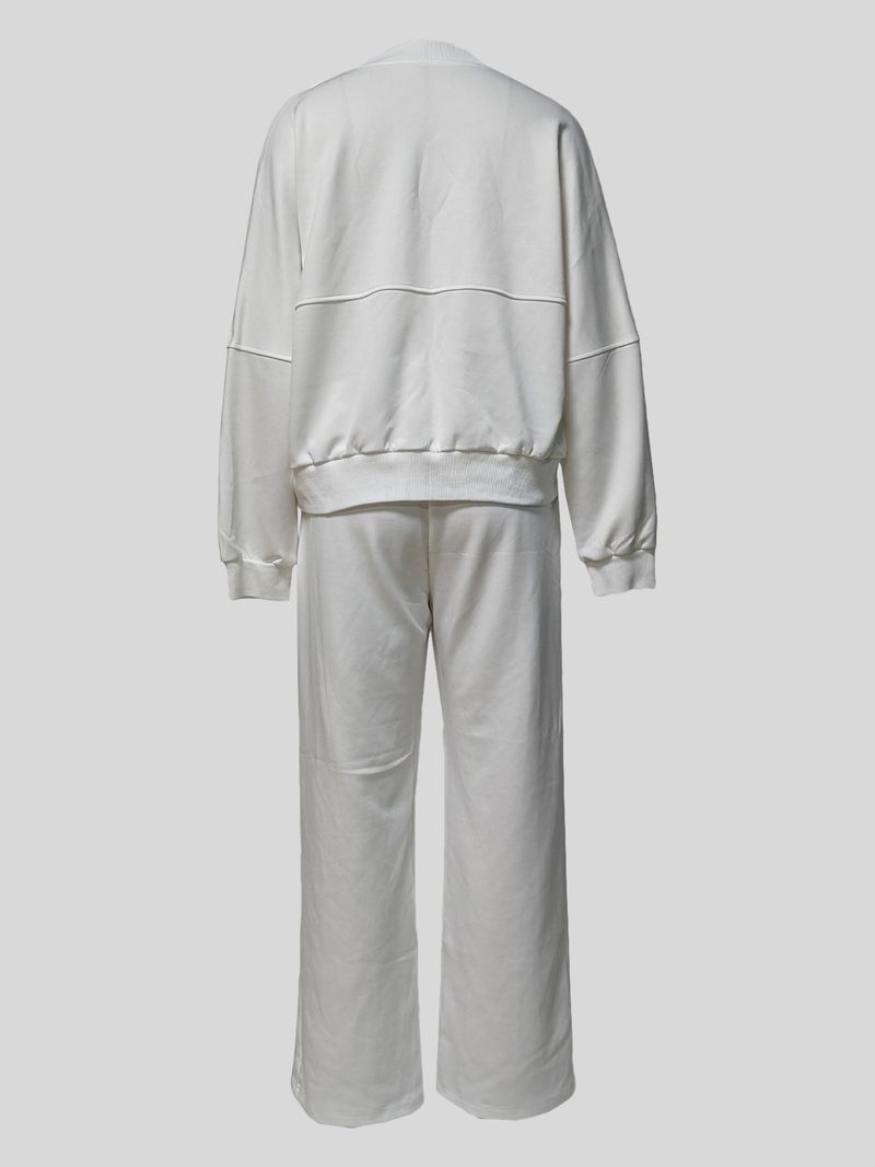 Women's Clothing Casual Long Sleeved Zipper Patchwork Jacket Elastic Waist Drawstring Pocket Straight Pants Suit_voghion.com