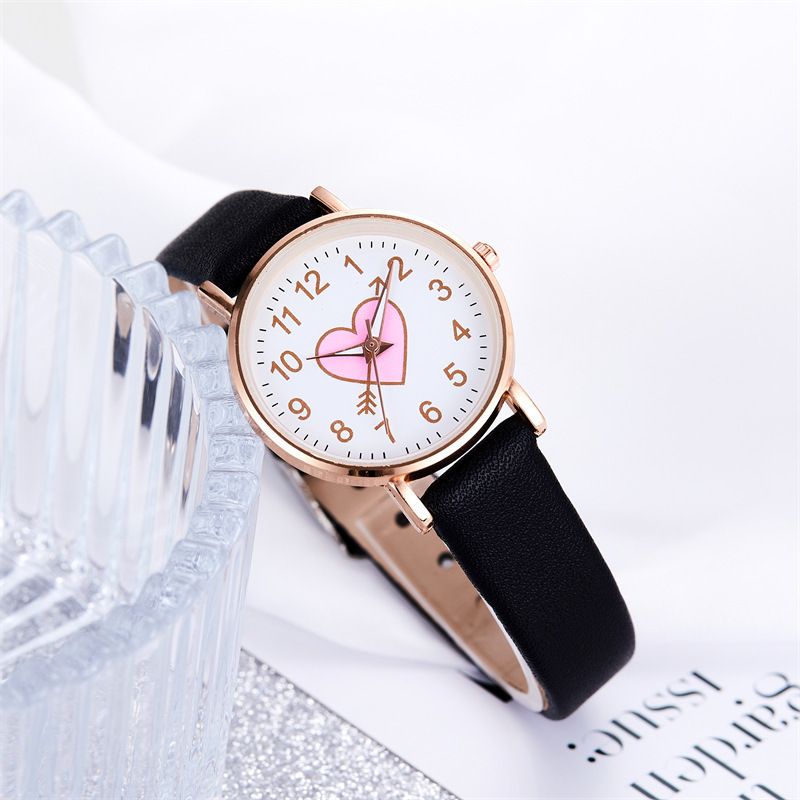 Women's Bracelet Watches Simple Pink, White And Black One Arrow Through The Heart Watch Set_voghion.com