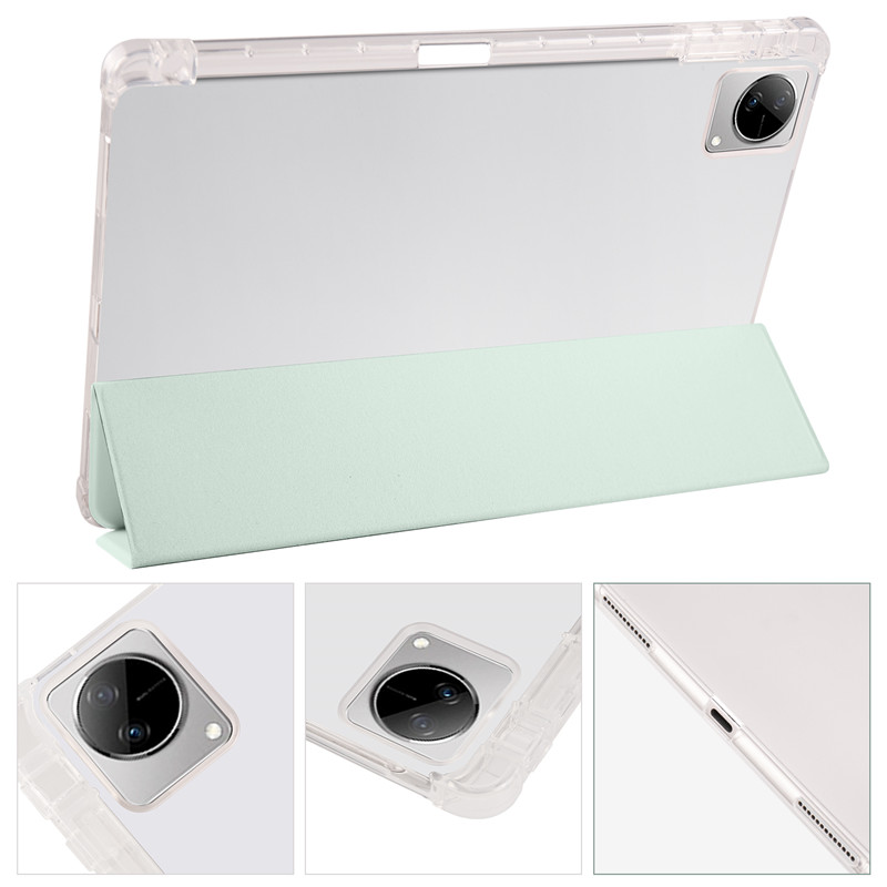 For Vivo Pad Tablet Case 2022 11 inch Tri Fold Solid PU Leather Soft TPU Back Shell For Vivo Pad 11 Cover With Pen Slots Funda_voghion.com