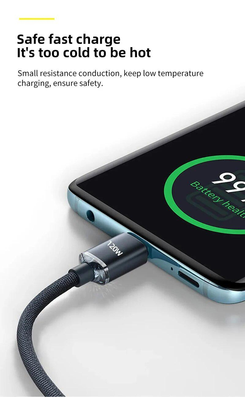 LANSKLBD 6A 120W USB Type C Cable Super Fast Charger Cable for IPhone 15 Samsung Xiaomi Huawei USB Type C To C Cable Fast Charging Cord_voghion.com