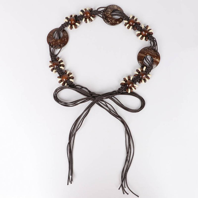 Ceinture tressée 1 pièce, corde de cire ethnique rétro littéraire, décontractée, cintrage de taille, robe décorative, corde de taille_voghion.com