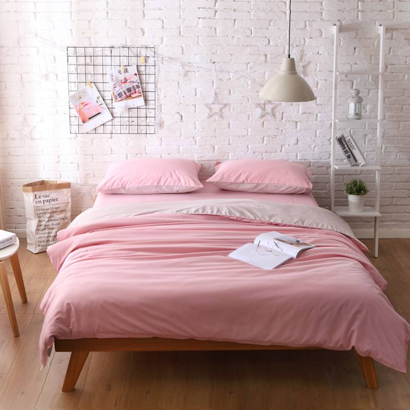 Three Piece Fitted Sheet Set Solid Color Bedding Candy Long Pillowcase_voghion.com
