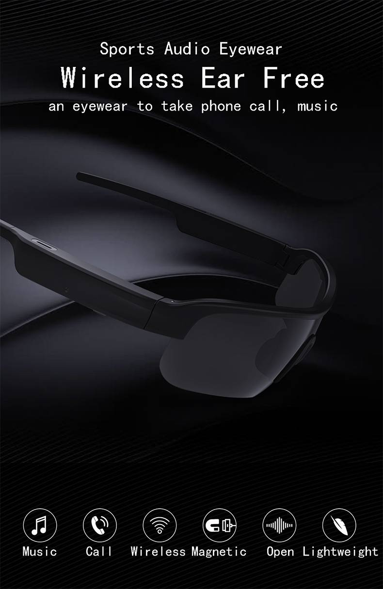 Wireless Ear-Free Smart Glasses For Sports - Music, Calls, Lightweight, Magnetic, Open Design_voghion.com