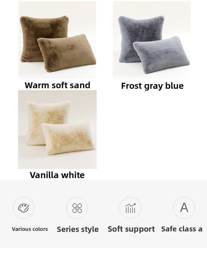 Kaninchenfellkissen – Ultraweicher dekorativer Kissenbezug mit Einsatz, modernes minimalistisches Design für Sofa und Bett (30 x 50 cm / 45 x 45 cm, 9 Farben)_voghion.com