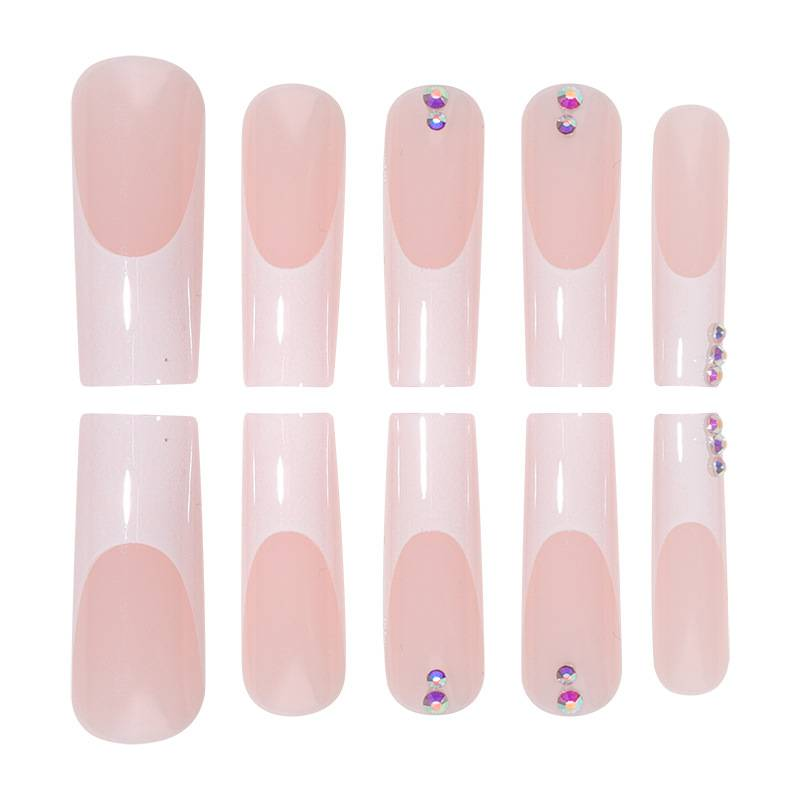 Faux ongles élégants à la française avec des touches de paillettes – Ongles réutilisables à coller pour femmes, faciles à appliquer et à retirer_voghion.com