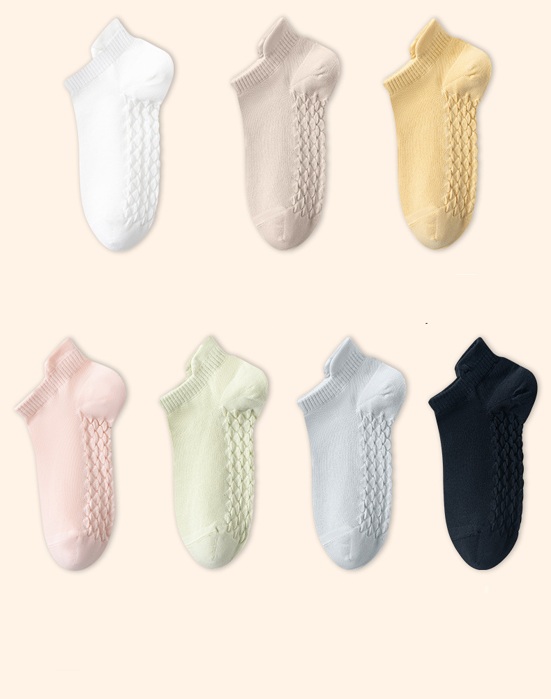 Women's Socks Summer Thin Short Tube Sweat Absorbing Breathable Mesh Massage Cotton Socks Simple Low Top Boneless Socks Spring And Autumn_voghion.com