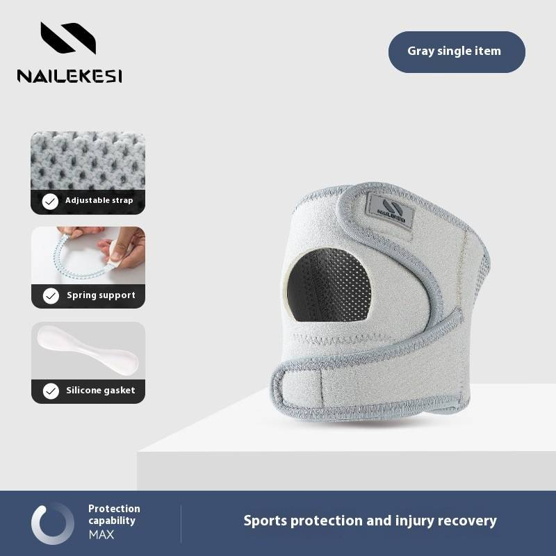 Ginocchiera professionale leggera per escursionismo, corsa e sport – Cuscinetto in silicone e supporto a molla – Donna e uomo (grigio/nero/rosa, confezione singola)_voghion.com