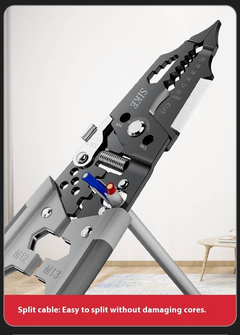 Professional Multifunctional Wire Stripper With Wrench - Heavy Duty Industrial Grade, Precision Stripping, Cutting, Twisting & Crimping Tool_voghion.com