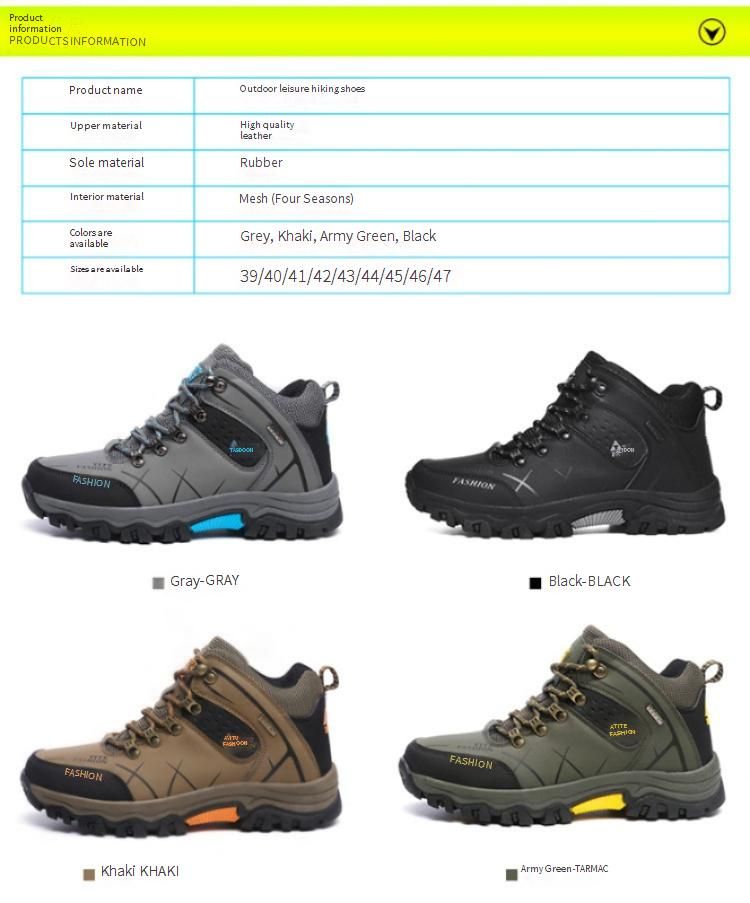 Scarponi da trekking invernali da uomo - Scarpe impermeabili in pelle con fodera in pile, suola in gomma antiscivolo per trekking all'aperto e terreni innevati_voghion.com