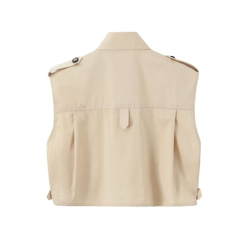 Fashion Suit For Women American Style Hot Girl Casual Turn-Down Collar Sleeveless Vest Jacket Bodycon Half Short Skirt_voghion.com