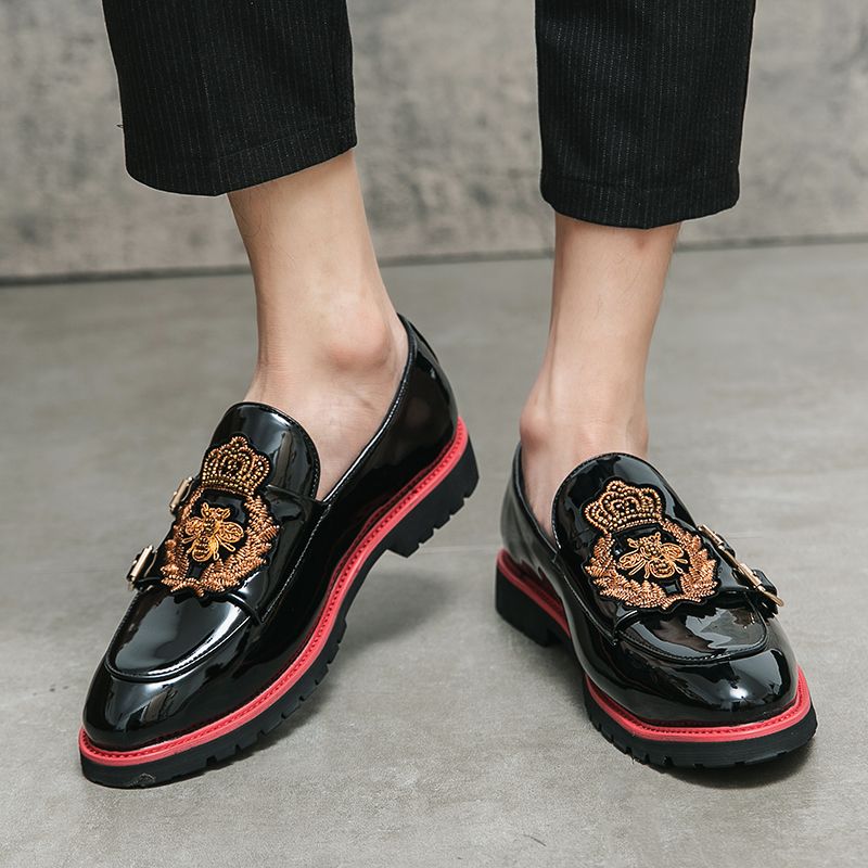 New Fashion Men's Brown Business Casual Loafer Shoes Daily Office Black Buckle Monk Men's Shoes One Foot Cover Banquet Dress Wedding Leather Shoes_voghion.com