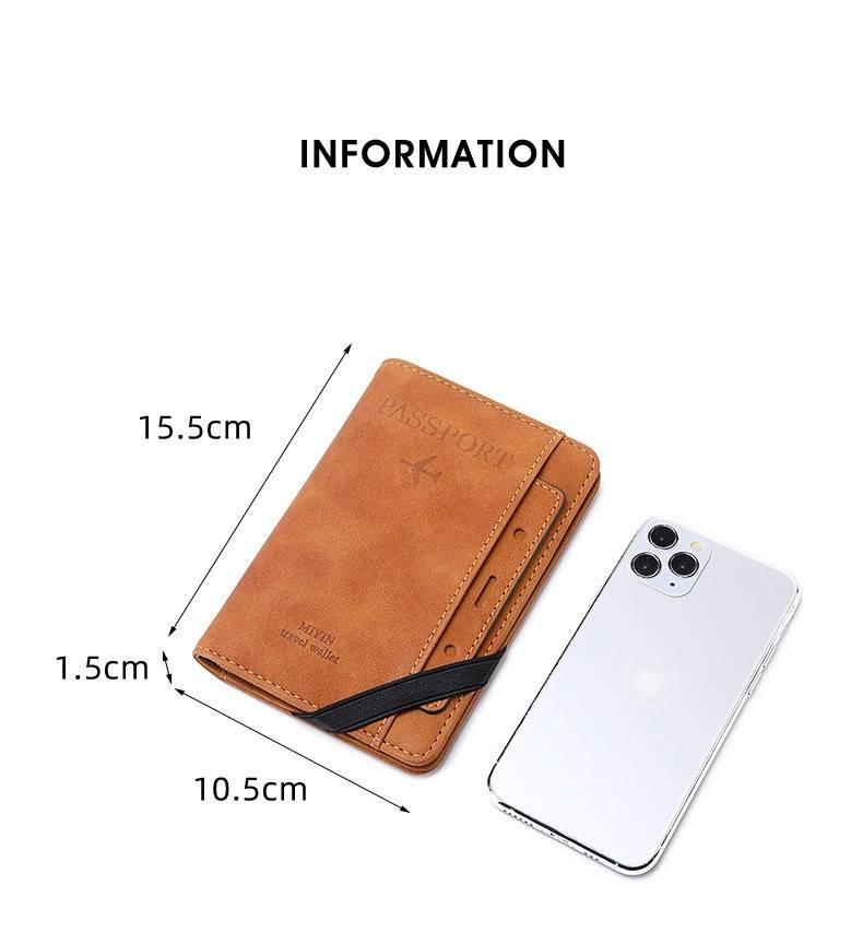 Light Luxury RFID Blocking Passport Holder - Slim Travel Wallet For Men & Women With Vaccine Card Slot, Secure PU Leather Document Organizer_voghion.com
