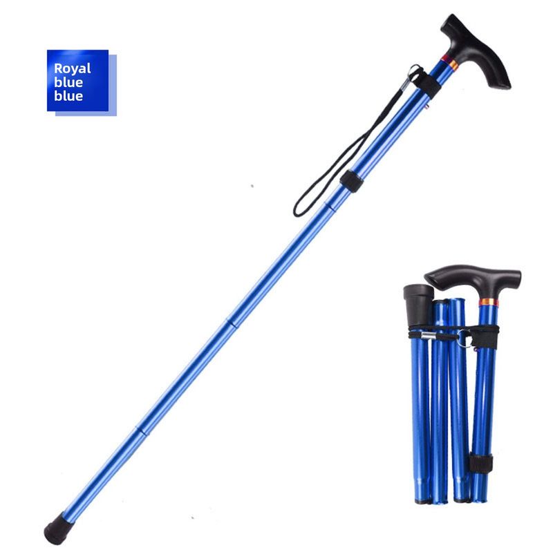 Five-Section Folding Ultra-Short Trekking Pole Climbing Travel Hiking T-Handle Cane Five-Level Adjustment Telescopic_voghion.com