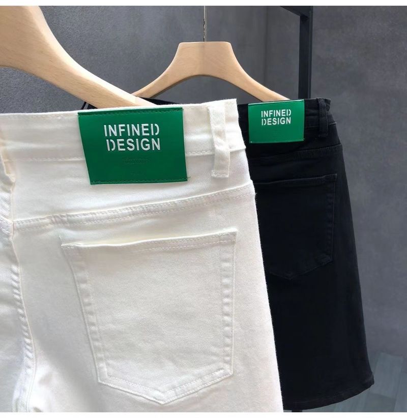 Capris in denim alla moda e alla moda da uomo, pantaloncini casual sottili ed elasticizzati estivi, pantaloncini traspiranti versatili in tinta unita per uomo_voghion.com