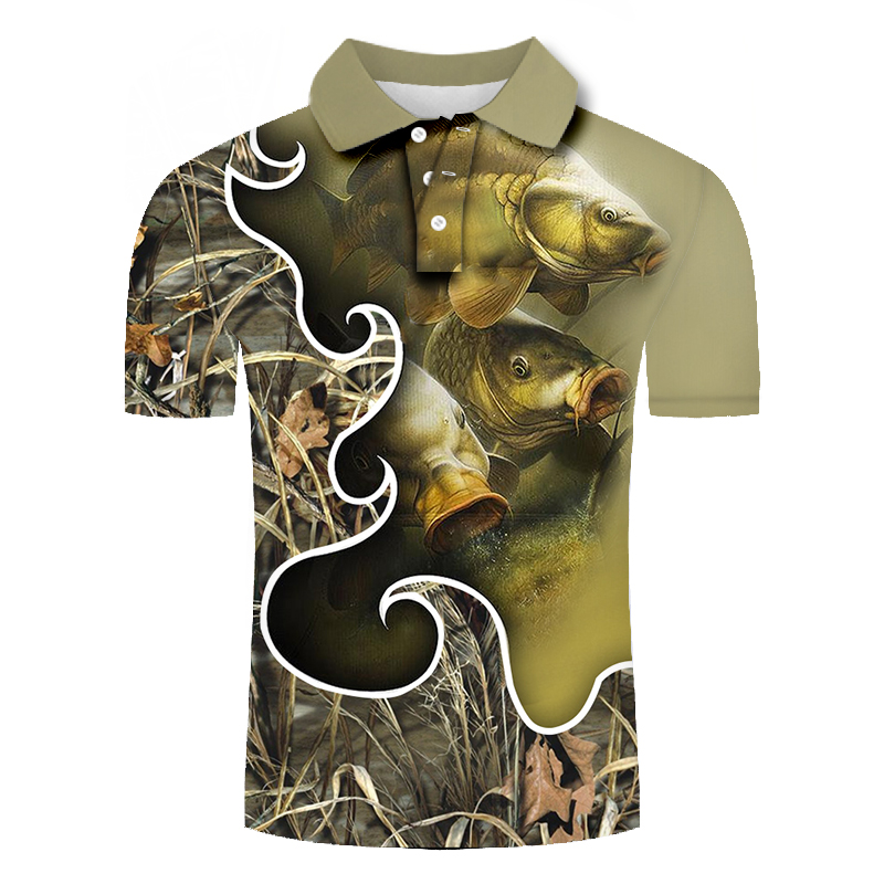 Moške modne polo majice s 3D potiskom srajce s kratkimi rokavi in gumbi Cool Hip Hop hrajuku Za prosti čas Prevelik Outlet_voghion.com