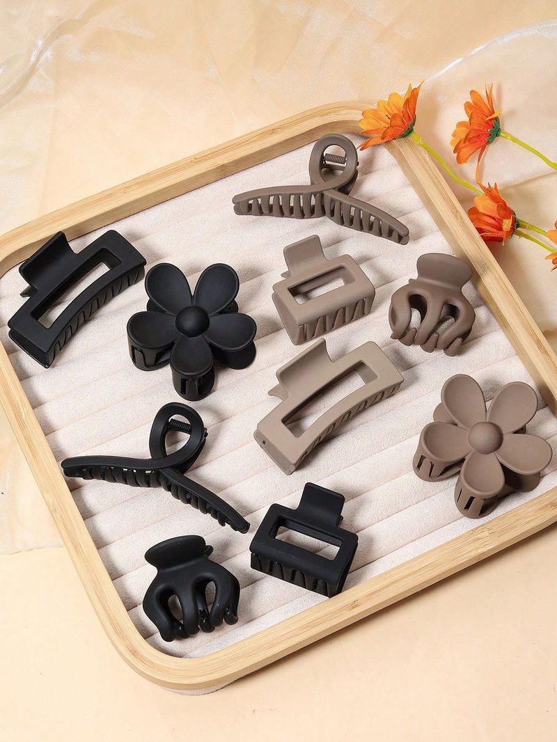 Multi-Style Claw Clip Set - Large Matte Back-of-Head Shower Updo Clips - Simple Elegant Shark Clip Collection_voghion.com