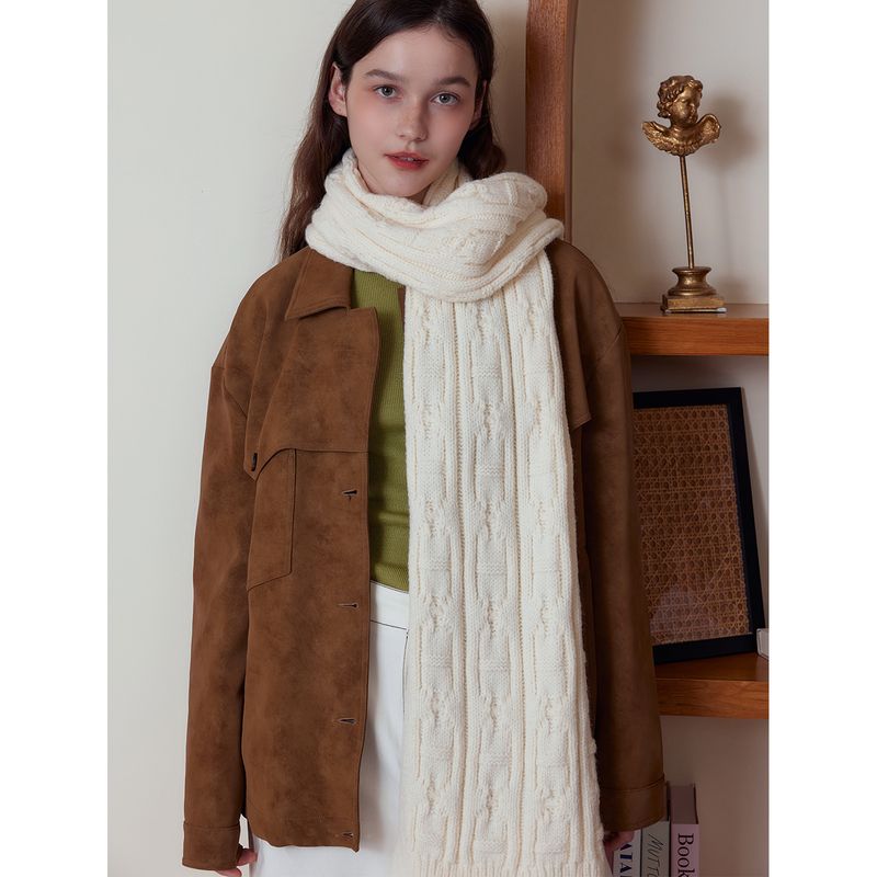 Classico maglione spesso a trecce tinta unita da uomo e da donna, morbido e caldo piumino di alta qualità per autunno e inverno, sciarpa da collo da coppia_voghion.com
