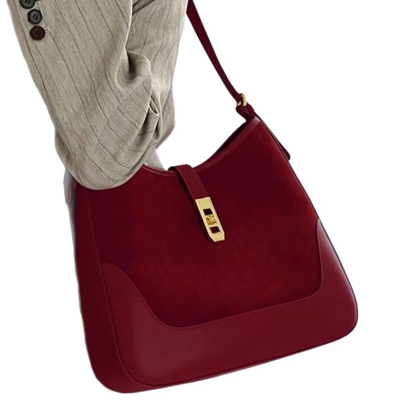 High-End-Brauthochzeits-Damen-Schultertasche aus rotem Samt 2025 Neue große Kapazität Brautjungferntasche_voghion.com