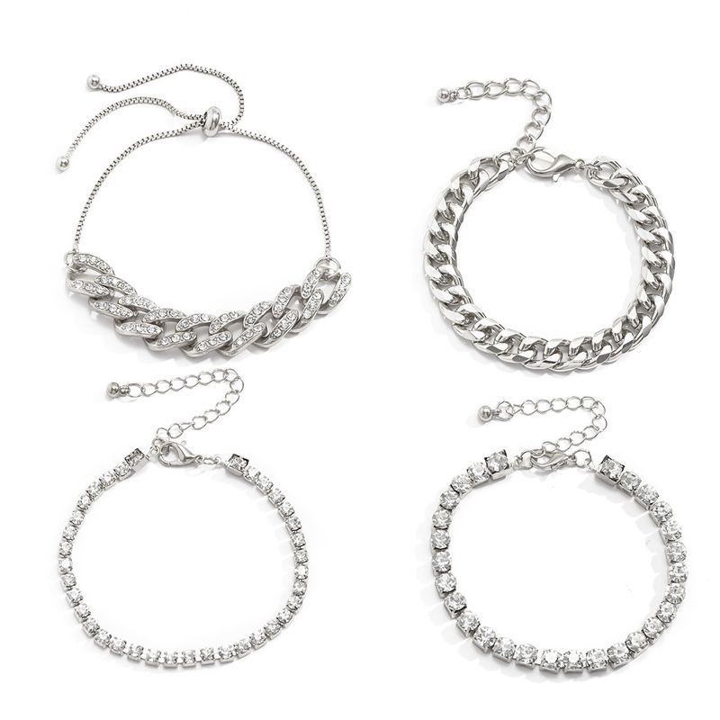 Bracciale Hip Hop con maglie cubane, semplice e alla moda, con diamanti, per donna_voghion.com