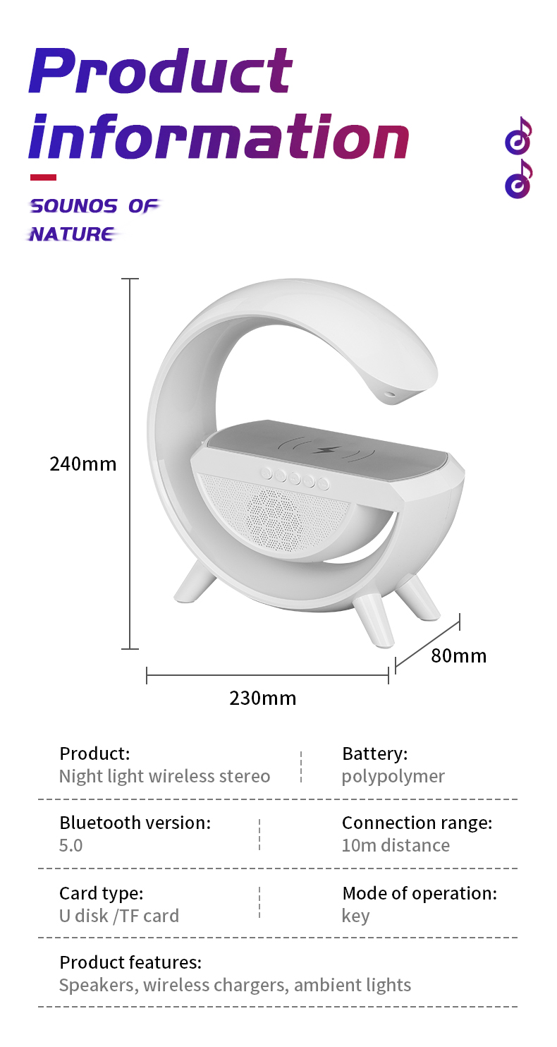Multifunkcionális vezeték nélküli töltőállvány hangszóróval TF RGB éjszakai fény gyors töltőállomás iPhone 11 12 13 14 Samsung készülékekhez_voghion.com