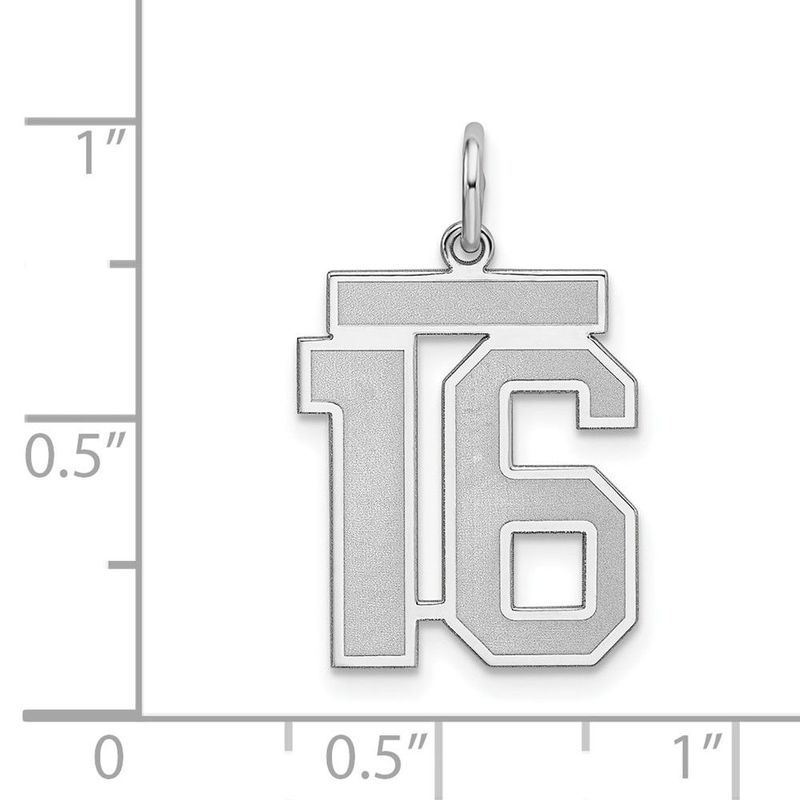 Sterling Silver/Rhodium-plated Satin Number 16 Charm_voghion.com