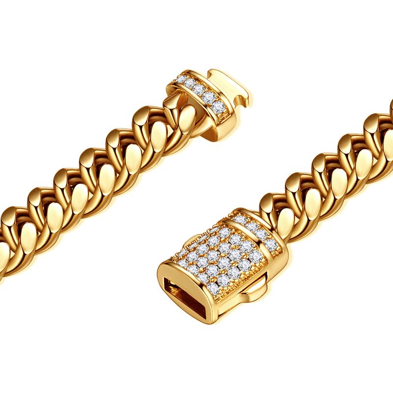 Collana cubana in oro con zirconi bianchi e micro intarsi, catena con crittografia, 6 mm e 14 mm._voghion.com