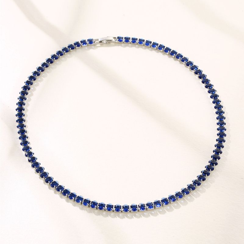 Collana con fila di zirconi intarsiati in rame Kérastase Hip-Hop, catena da tennis INS, specifiche multiple, ovale 4*6 colorato_voghion.com
