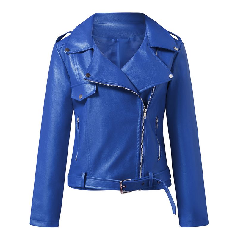 Veste courte en cuir PU pour femme, grande taille, coupe slim, nouvelle collection printemps-automne 2022_voghion.com