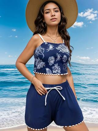 Ευρωπαϊκά και αμερικανικά υψηλής ποιότητας συντηρητικά μποξεράκια για γυναικεία μαγιό με χωρισμένο σώμα και casual ρούχα παραλίας_voghion.com
