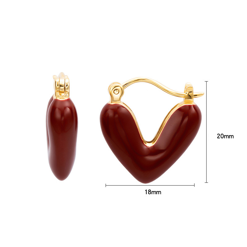 Ohrstecker Sterling Silber Angora Red Love Italienische glasierte Ohrringe Nische All-Match-Temperamentschmuck High-End-Sinn_voghion.com