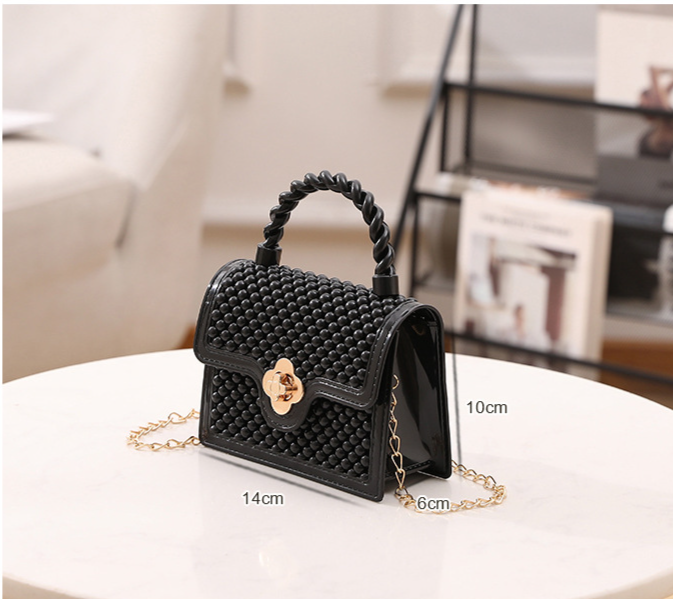 Mini Twisted Håndholdt Jelly Taske Mode Frisk Sød Ensfarvet Kæde Crossbody Skulder Læbestift Taske_voghion.com