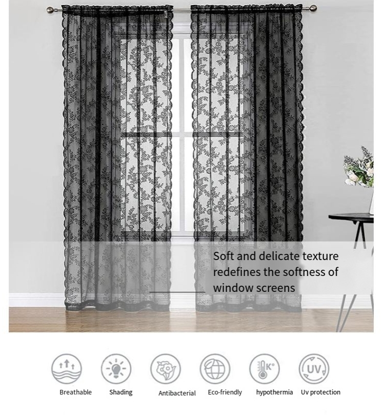 Perdea din dantelă tricotată cu urzeală și tijă germană - Paravan elegant pentru ferestre, pentru spații exterioare și rurale_voghion.com