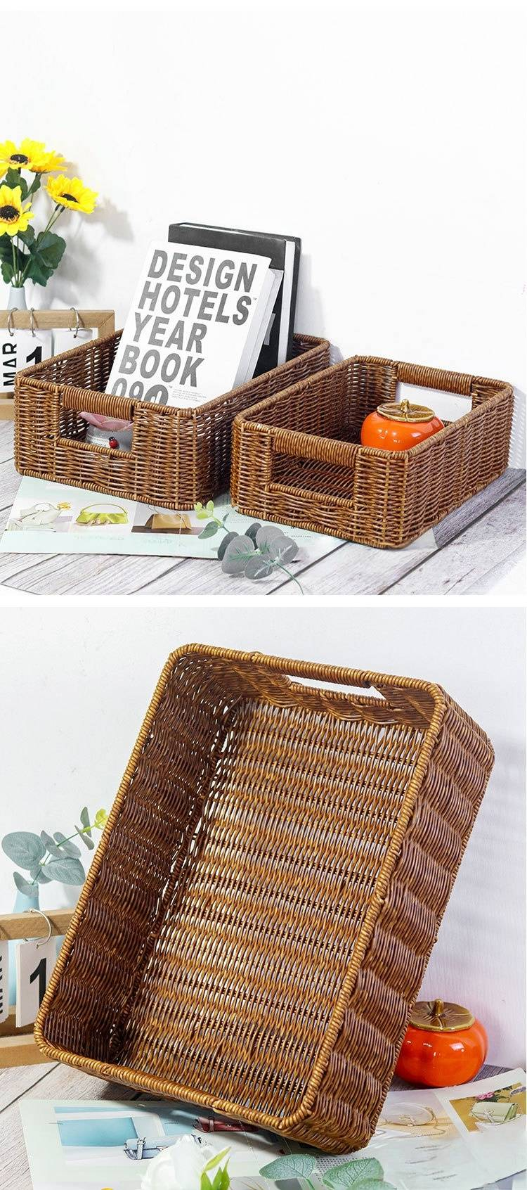 Kosz do przechowywania Premium Woven z metalową ramą - ręcznie robiony organizer do domu, książek i codziennych niezbędnych rzeczy_voghion.com