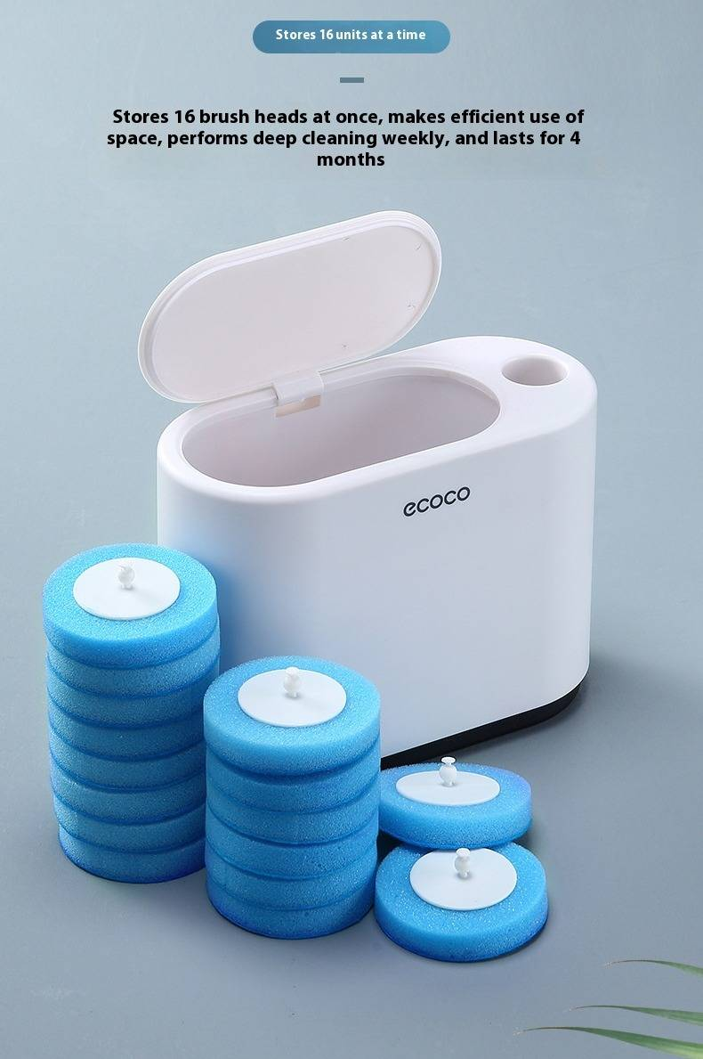 Disposable Toilet Brush Set – Wall-Mounted Hygienic Cleaning Kit With 16 Replaceable Heads (Ocean Scent, Long Handle, 360° Deep Cleaning)_voghion.com