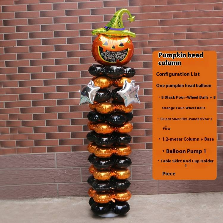 Colonne decorative ad arco con palloncini per Halloween - Altezza 1,2 m con disegni di pipistrelli, zucche, scheletri, streghe, ragni e fantasmi per decorazioni di hotel e negozi per feste_voghion.com