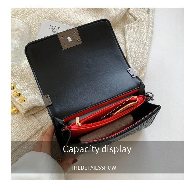 Modieuze gewatteerde schoudertas met kettingriem - Kleine crossbodytas Trendy vierkante portemonnee met slotsluiting, casual chique stijl voor dagelijks gebruik_voghion.com